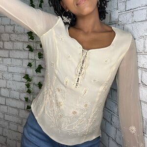 Vintage Silk Embroidered Blouse